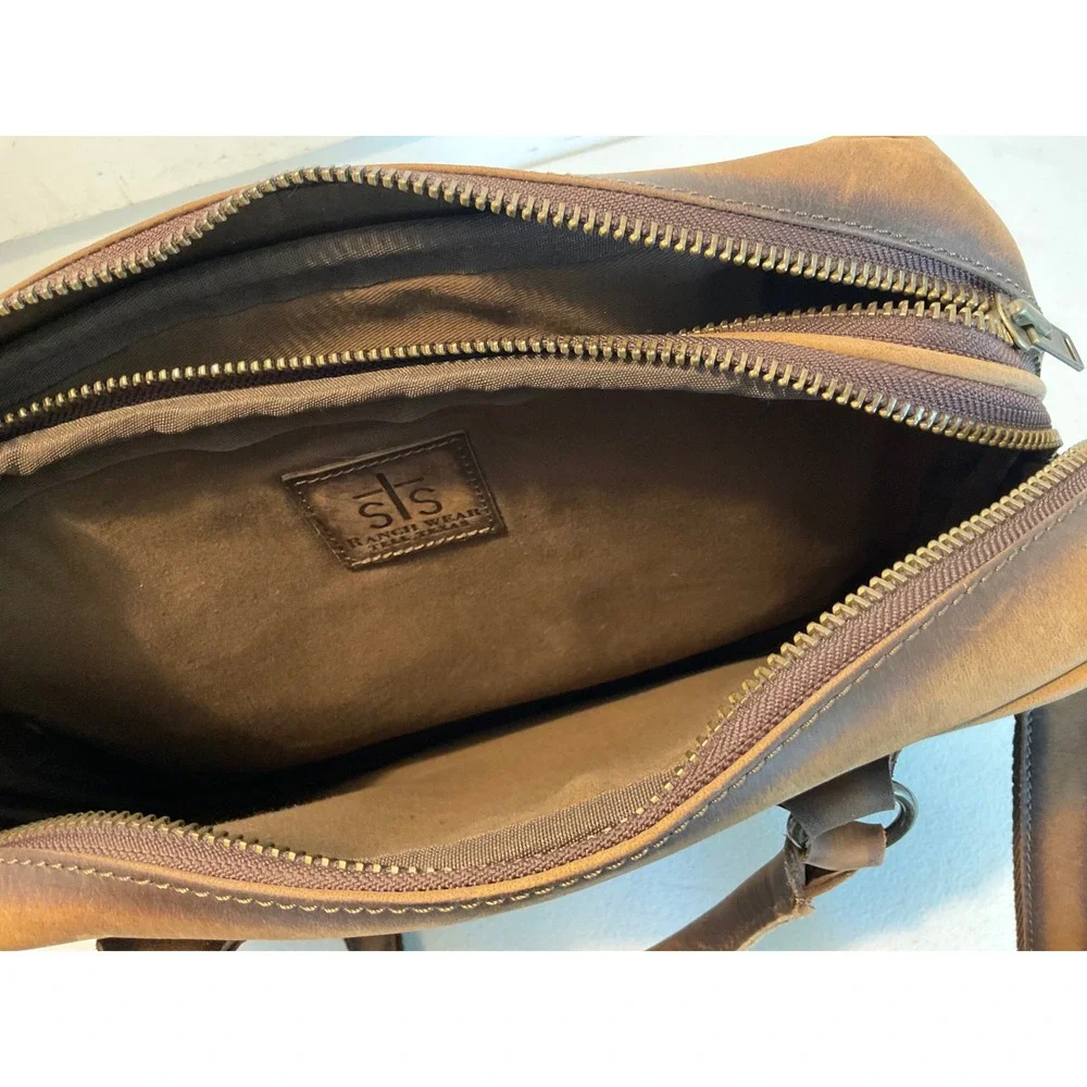 STS Ranchwear Messenger Bag Brown Leather Canvas Serape Laptop Briefcase Case
